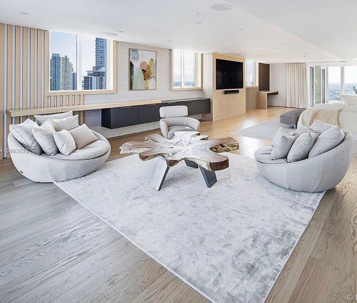 Luxury interior lounge with layered textures and warm daylight